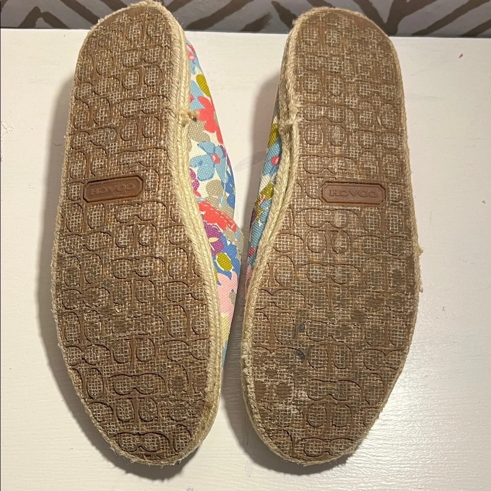Coach Multicolor Floral Canvas Espadrilles with Coral Insole
